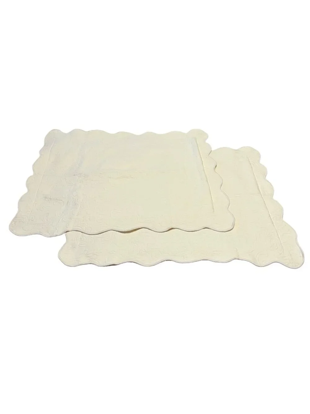 M&L Portugal Ivory Damask Pillowcases Standard Size Scalloped Edge Cotton 30x24